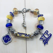 Exquisite rhinestone metal SIGMA GAMMA RHO sorority society symbol of charm big hole beads bracelet 2024 - buy cheap