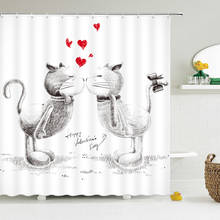 Sketch Cats Love High Quality Shower Curtains Bath Screens Home Decor Polyester Fabric Waterproof and Mildew Proof with 12 Hook 2024 - buy cheap