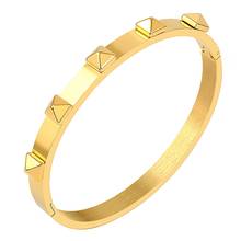 Pulseiras de aço inoxidável com rebites e pirâmide, 5 pulseiras charmosas para casamento e festa de sorte, joias de marca de luxo 2024 - compre barato