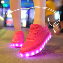 Размер 35-40 USB chargering Led обувь для детей и взрослых светящиеся кроссовки для мальчиков и девочек мужская женская светящаяся обувь для вечеринок 2024 - купить недорого
