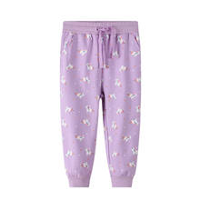 Pantalones largos con estampado de unicornio para niñas, pantalón de chándal holgado, color morado, novedad 2024 - compra barato