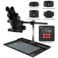 3,5x-90X Zoom Simul Focal Тринокулярный Стерео микроскоп + Многофункциональная подставка из алюминиевого сплава + 50MP 1080P 4K UHD HDMI камера 2024 - купить недорого