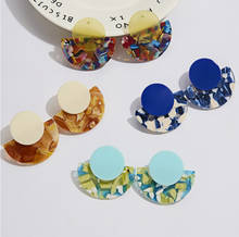 2020 Korean Fashion New Earrings Wild Personality Geometric Fan-shaped Round Acetate Plate Earrings Manufacturers Wholesale 2024 - buy cheap