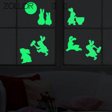 Zollor-hermosos conejos DIY pegatinas de Pared luminosa, decoración creativa para la sala de estar del bebé, papel tapiz divertido que brilla en la oscuridad 2024 - compra barato