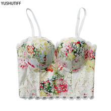 Crop Tops 2022 Summer Embroidery Print Sexy Women Top Push Up Slim Camis Top Bralette Bra To Wear Out Female Corset Tops Clothes 2024 - buy cheap
