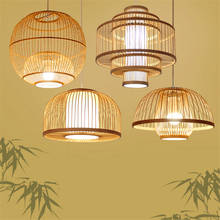 Chinese Bamboo&wooden Led Pendant Lights Living Room Individual Theme Restaurant Pendant Lamp Diy Light Fixtures Luminaire 2024 - buy cheap