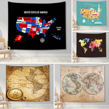 World Map Tapestry Bedroom Abstract Map Wall Hanging Tapestry Aesthetic Home Decor Wall Blanket for Bedroom Living Room Dorm 2024 - buy cheap