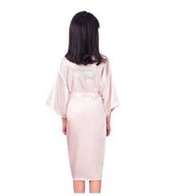 Новые однотонные шелковые халаты для девочек кимоно с цветочным узором для девочек Свадебные Короткие халаты, пижамы детский халат + пояс, ночная рубашка, горячая распродажа 2024 - купить недорого