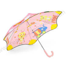 Детский круглый зонтик с изображением животных, цветов сливы, розы, защита от грома, ветрозащитный, безопасный и экологичный, детский неоновый зонтик 2024 - купить недорого