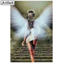 Алмазная картина с крыльями ангела, квадратная/круглая Алмазная мозаика, 5d холст, вышивка, Алмазное искусство, украшение 20x30 см 2024 - купить недорого
