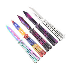 Junejour Stainless Steel Training Knife folding butterfly knife cosplay knife knife no edge dull tool black camo color 2024 - buy cheap