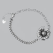 Silver Color Stylish Korean Retro Sunflower 925 Stamp Bracelets Women Link Chain Bracelets Jewelry Wholesale 2024 - buy cheap
