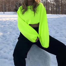 Neon Green Sweatshirt Women Long Sleeve Hoodie Women Casual Slim Pullover O-Neck Solid Sweatershirt Harajuku Tops Hoodie 2024 - buy cheap