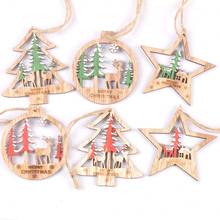 3Pcs Tree/star Pattern Christmas Red Green Wooden Ornaments Decor For Home Xmas Tree Hanging Pendants Wood Slices Crafts c2353 2024 - buy cheap