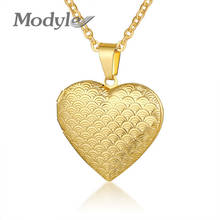 Modyle-collares con colgantes de corazón para mujer, Color dorado, marco de foto de acero inoxidable, collar para amantes de San Valentín 2024 - compra barato