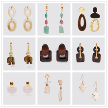 JURAN New Za Bohemia Geometric Resin Drop Earrings for Women Jewelry Trendy Stones Crystal Statement Earrings Accessories Bijoux 2024 - buy cheap