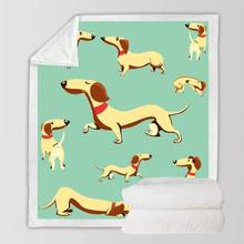 Green Background Yellow Dachunch Printed Blanket Cartoon Pet Blanket Children Adult Nap Office Woollen Blanket 2024 - buy cheap