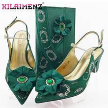 Dark Green New Design African Elegant Shoes And Bag To Match Set Nigerian Comfortable Heels Party Shoes And Bag Set For Wedding 2024 - buy cheap