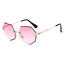 Fashion Polygon Rimless Sunglasses Luxury Brand Design Women Metal Sun glasses UV400 Shades Trend Eyewear Oculos de sol 2024 - buy cheap