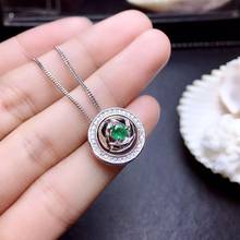 new Twoforone style exquisite natural emerald gem pendant of necklace 925 sterling silver green round natural gem New Year gift 2024 - buy cheap
