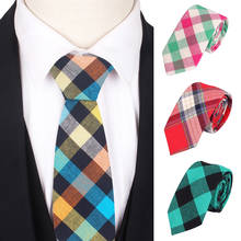 Gravatas de algodão finas para homens e mulheres, xadrez, gravata de pescoço para casamento, negócios, meninos e meninas, trajes casuais, finos 2024 - compre barato