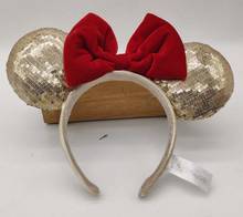 New Gold Red Bow Minnie  Sequins Headband Gift Ears 2024 - buy cheap