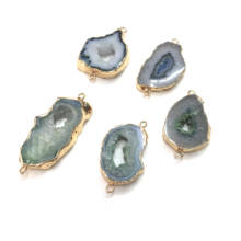 Natural Stone slice Agates Pendants irregular shape Double hole connector for Jewelry Making DIY Necklace Bracelet Accessories 2024 - buy cheap