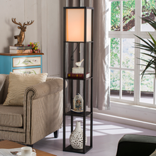 Lámpara de pie de madera de estilo chino para sala de estar, Luz de suelo LED funcional, moderna, con almacenamiento 2024 - compra barato