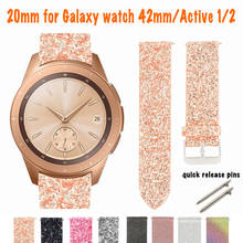 Ремешок для смарт-часов Samsung Galaxy Watch 42 мм, кожаный браслет для Galaxy Watch Active 2, блестящий сменный Браслет для наручных часов 2024 - купить недорого