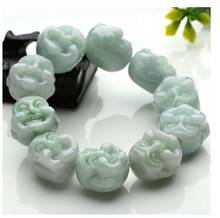 Pulsera de cuentas de jade para hombre, joyería de jade natural tallado finamente, hilo de mano de jade, idea de Cabeza de Buda 2024 - compra barato