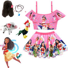 Vaiana-vestido de princesa para niñas, traje de fiesta con Collar, conjunto de cerdo y mascota, Moana 2024 - compra barato