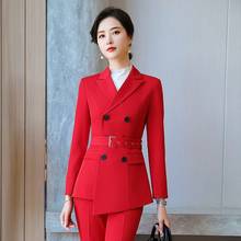 Office lady clothes 2020 autumn women blazer + pants suits egelant ladies formal wear two piece pants set uniform black red 2024 - buy cheap