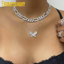 Miami Cuban China CZ Necklace Prong cz Silver Color 12mm Iced Out Cubic Zirconia Figaro Chain Women Necklaces Hip Hop Jewelry 2024 - buy cheap