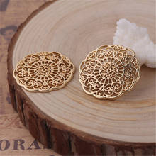 DoreenBeads Zinc Based Alloy Connectors Flower Gold Color Filigree Charms DIY Components 31mm(1 2/8") x 31mm(1 2/8") 2 PCs 2024 - buy cheap