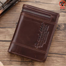 Most Popular Men's Rfid Thin Wallet Vintage Genuine Leather Designer Zipper Money Purse Coins Cards Holder Male Mini Clutch Bag 2024 - buy cheap