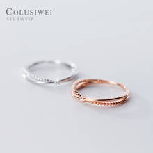 Colusiwei Genuine 925 Sterling Silver Simple Slim Rose Gold Color Open Finger Ring Female Adjustable Fashion Band Fine Jewelry 2024 - buy cheap