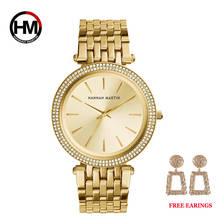 Reloj de pulsera de cuarzo con diamantes de imitación para mujer, accesorio de marca de lujo, resistente al agua, color oro rosa, 1 set 2024 - compra barato