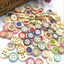 New 50pcs Multicolor 4 Holes Round Wood Sewing Buttons 15.0mm WB52 2024 - buy cheap