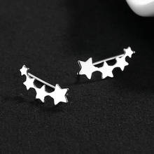 Женские серьги-гвоздики из серебра 925 пробы, с маленькими металлическими звездами 2024 - купить недорого