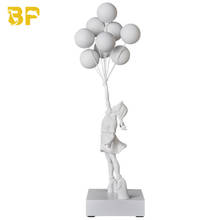 Luxurious Flying Balloons Girl Banksy Balloon Girl Statues Art Sculpture Resin Craft Home Decoration White Balloon 56cm 2024 - buy cheap