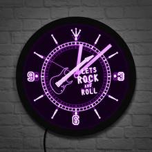 Reloj de pared con efecto neón para guitarra Rock, iluminación LED de diseño moderno, música, Pub, Bar, luz luminosa de pared 2024 - compra barato