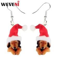 WEVENI Acrylic Christmas Anime Sweet Labrador Dog Earrings Drop Dangle Girl Kids Cute Pets Charms Gift Fashion Party Decorations 2024 - buy cheap