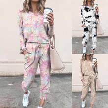 Tie Dye Loose Tracksuits Lounge Wear Women Casual Two Piece Set Spring Street t-shirt Tops and Jogger Set Suits 2pcs Outfits 2024 - buy cheap