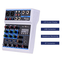 Muslady 4-Channel Audio Mixer Mixing Console LED Screen with Built-in Sound Card Support USB BT Input with 3.5mm Headphon 2024 - buy cheap