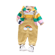 Spring Autumn Children Outing Clothes Baby Boy Girls Cotton Stripe Hooded Pants 2Pcs/sets Infant Kids Fashion Toddler Tracksuits 2024 - buy cheap