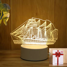 3D Led Night Light Big Sailboat Sunset Bedside Desk Lamp For Bedroom Indoor Novelty Illusion Child Party Decor Indie Kid Gift 2024 - buy cheap