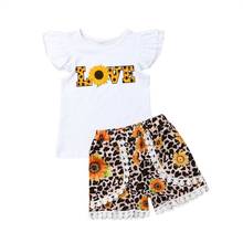 Ropa para bebé recién nacido, camiseta de girasol, Tops + Pantalones cortos, conjunto de 2 uds. 1-6T 2024 - compra barato