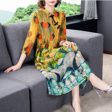 Novo vestido cheongsam moda primavera e verão 2020, melhorou a seda, crepe duplo, vestido feminino, longo, solto, estampado, kn059 2024 - compre barato