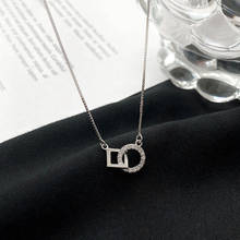 925 prata esterlina quadrado redondo colar para mulheres geométrica cz clavícula corrente jóias presentes 2024 - compre barato