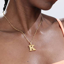 Figaro corrente letra capital inicial colar para mulher de aço inoxidável ouro A-Z alfabeto pingente colar jóias presente natal 2024 - compre barato